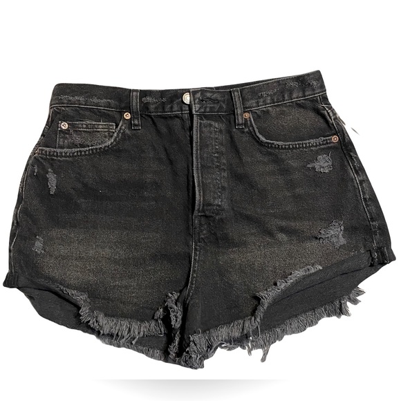 Free People Pants - Free People Black Distressed Denim Shorts Sz 31 NWT